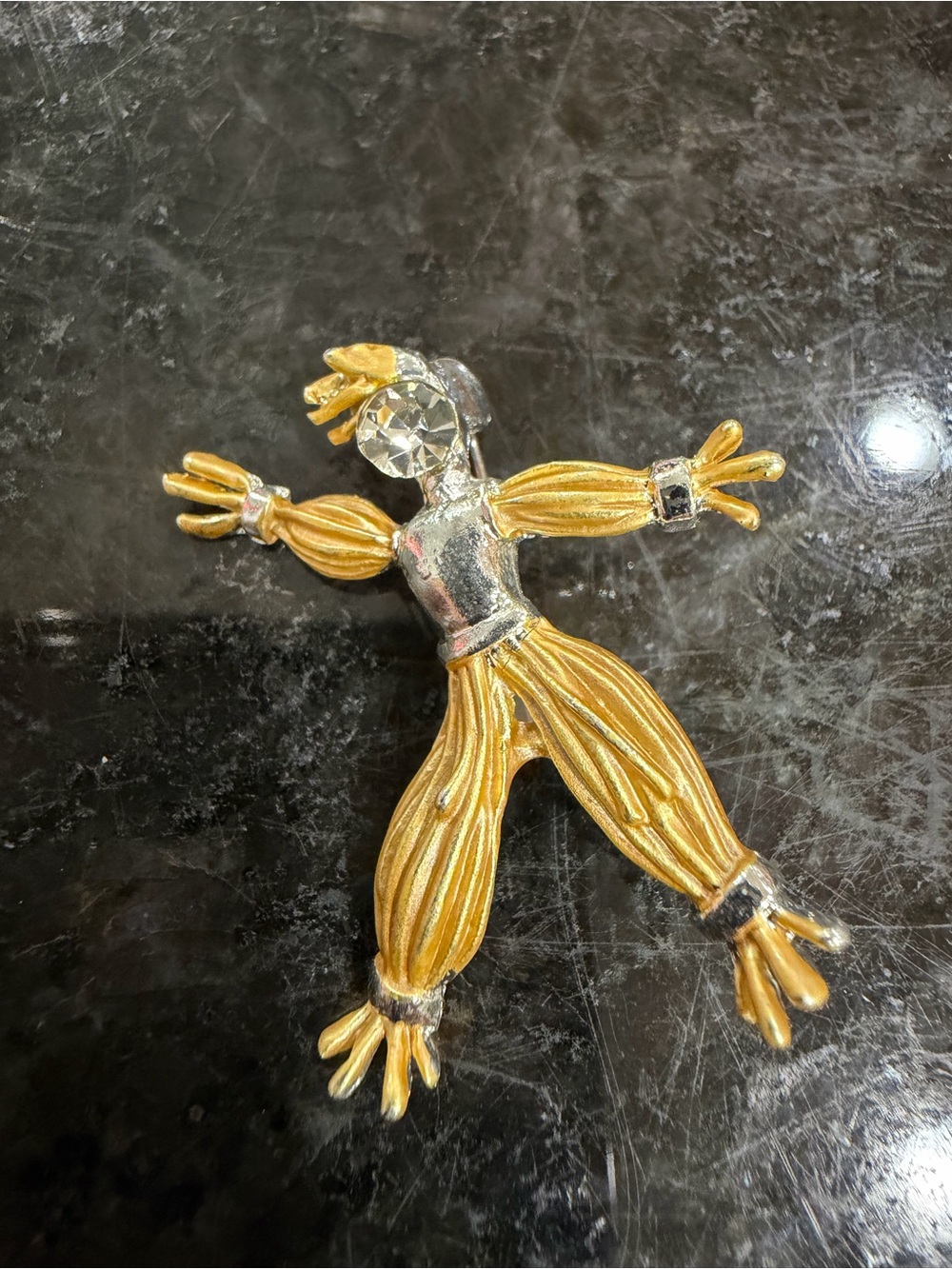 Gold and Silver Harlequin Clown Brooch - Picture 1 of 4